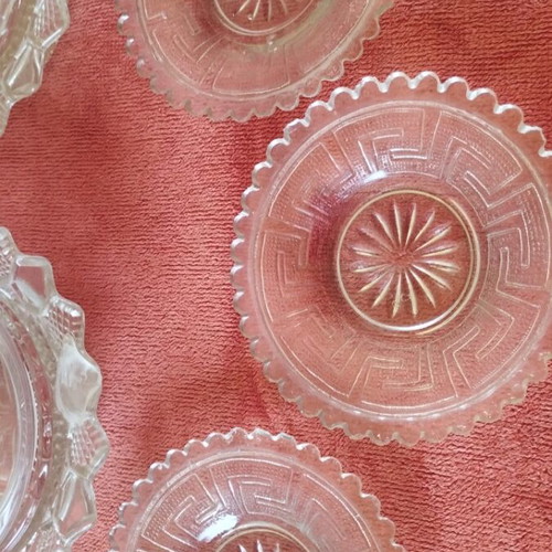 Glass candy dishes with plates from the 1950s like new