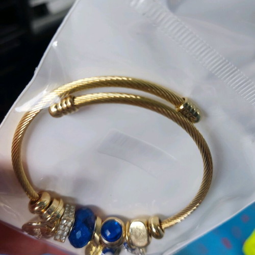 Evil eye bracelet and beads new, gold color, stainless steel