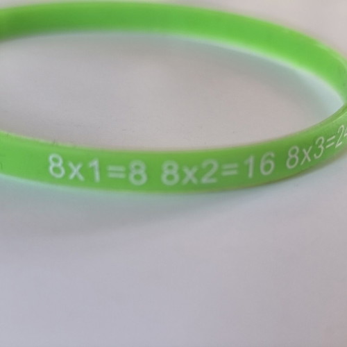 Educational silicone bracelet with multiplication table of 8
