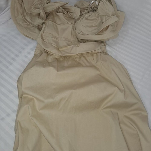 Elegant Cotton Dress size M, beige, made in Italy