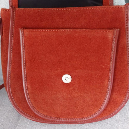 Asos leather shoulder bag, red-brown with tassel