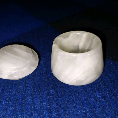 Alabaster jewelry box used, very small with minor defect