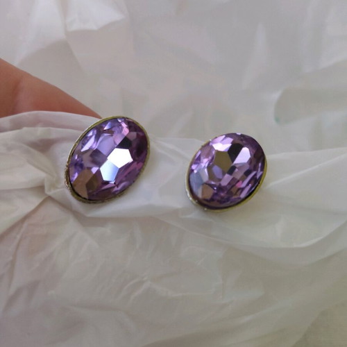 Children's clip-on earrings used, purple and silver