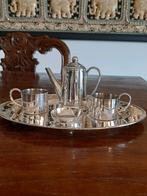 Antique coffee set used, 5 pieces, collectible