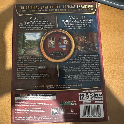 The Lord of the Rings Online PC DVD collectible edition like new