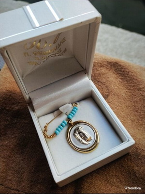 14K Gold Baby Safety Pin Charm with Christ Figure