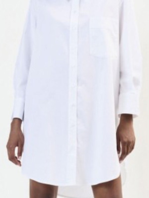 Lumina white cotton shirt dress, new, long with relaxed fit