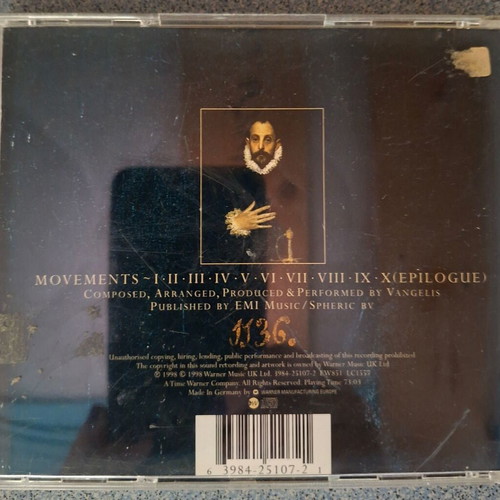 Vangelis El Greco CD like new, classical symphonic ambient