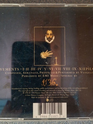 Vangelis El Greco CD σαν καινούργιο, κλασσικό συμφωνικό ambient