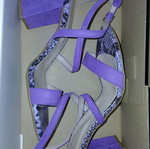 Beatris leather sandals size 36, purple suede with python effect