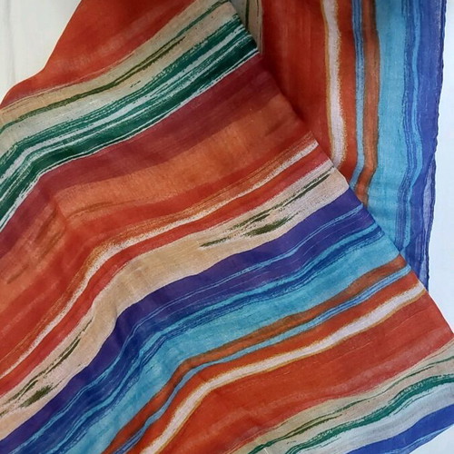 Striped pashmina 200x73cm new, multicolored, thin with vivid colors