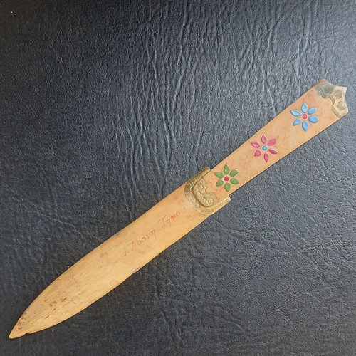 Handmade wooden paper cutter from Tinos Monastery, used, vintage condition
