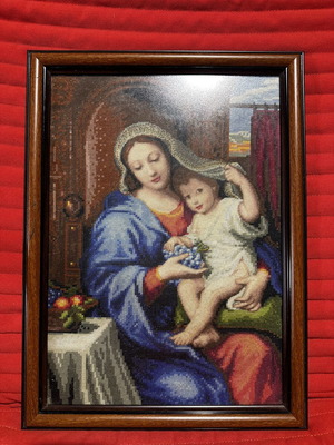 Goblen embroidery used, hand-stitched textile art