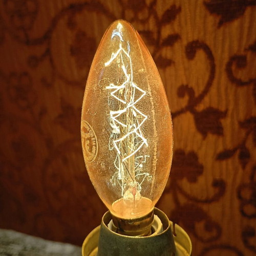 Skyrian handmade lamp used with Edison filament bulb