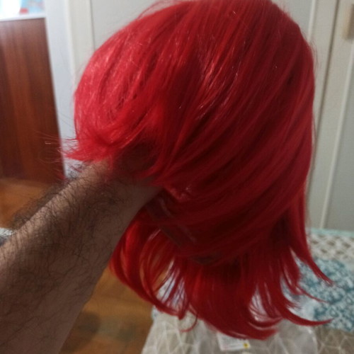 Anime red cosplay wig used