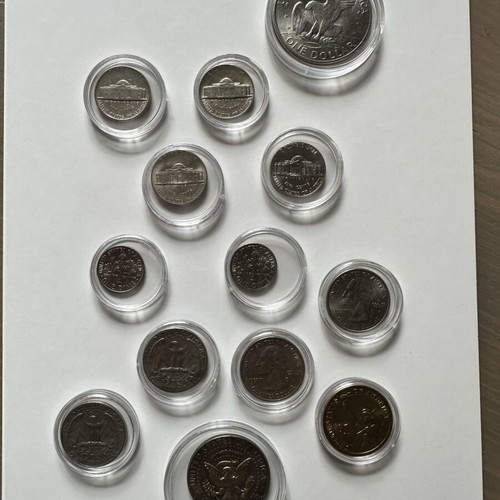 Set of 14 used US coins from various periods