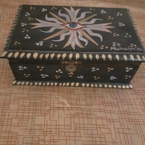 Wooden box by Kallimeris like new, painting on wood