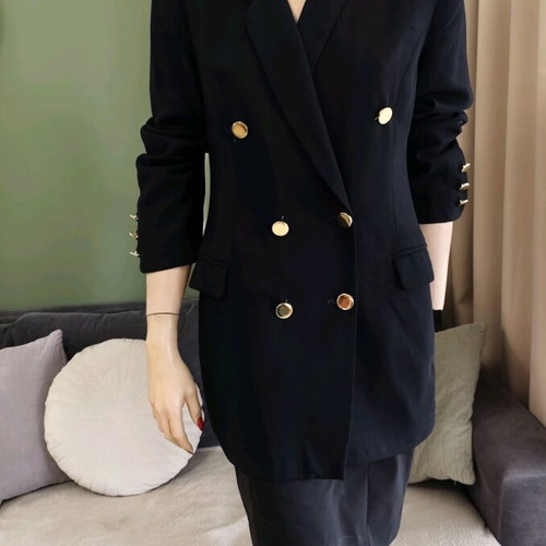 Lola double-breasted wool blazer used, black, size 38