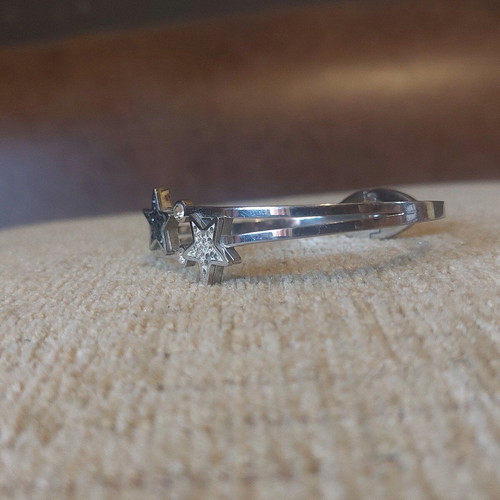 Silver cuff bracelet with star and rhinestones like new