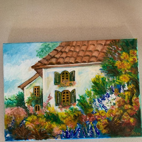 Artwork handmade painting on cardboard 36x25 cm