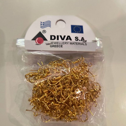 Jewellery materials for earrings new, pack of 150 gold-plated hooks