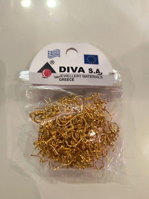 Jewellery materials for earrings new, pack of 150 gold-plated hooks