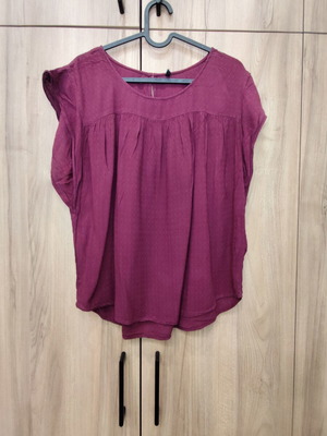 Stradivarius boho μπλούζα, μπορντό, oversized, με πιέτες στο στήθος
