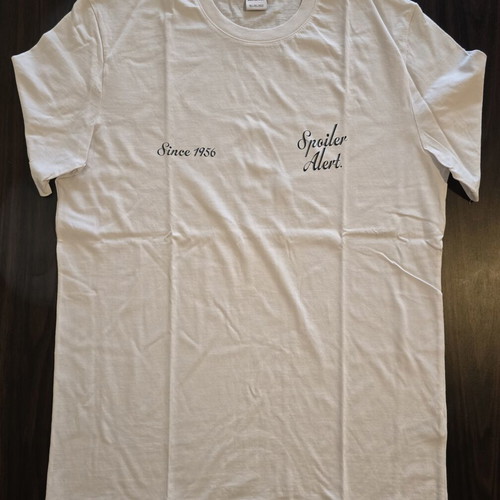 Bershka men's white T-shirt with blue design size L new