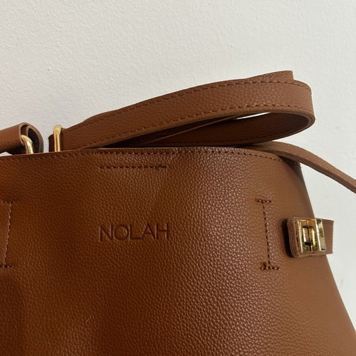 Nolah shoulder bag tan new with short and long strap, gold details