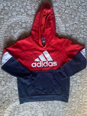 Adidas kids hoodie used, black and red