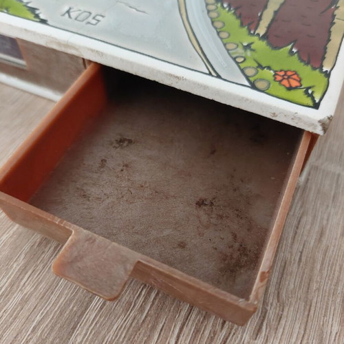 Decorative Kos 15 cm vintage with compartments and ceramic tile used