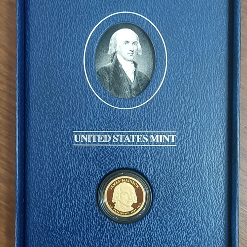 2007 USA folder with James Madison signature and 1$ Presidential Dollar proof new