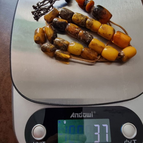 Komboloi from Elektron Baltic Amber mineral, like new, 19 beads
