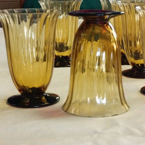 Vintage handmade glasses used, set of 28 pieces