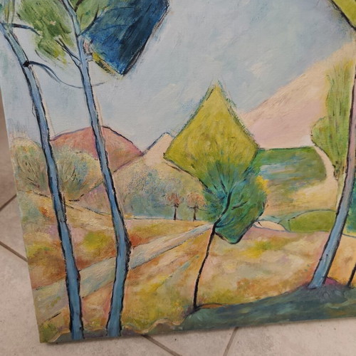 Original Painting Landscape with Trees 35x40 cm new, signed