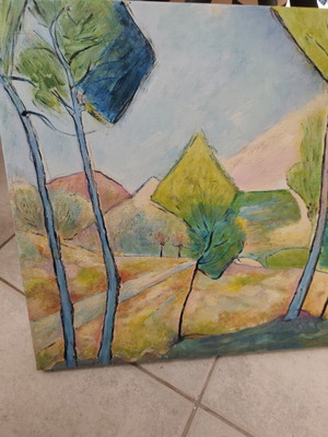 Original Painting Landscape with Trees 35x40 cm new, signed