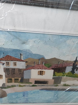 Πίνακας ζωγραφικής Μάνος Σοφιανός υπογεγραμμένος, σαν καινούργιος, νησιώτικο τοπίο