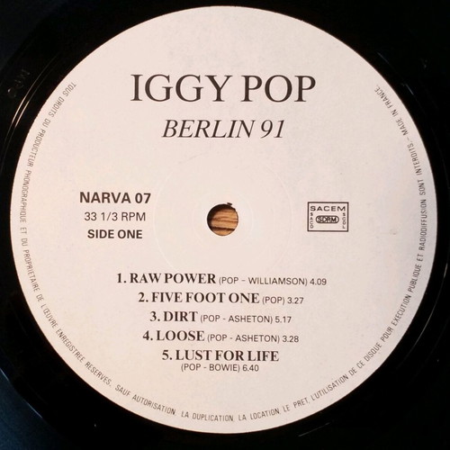 Iggy Pop Berlin 91 vinyl used, 2LP, rock