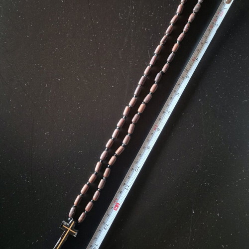 Handmade wooden prayer rope necklace with cross 40cm like new