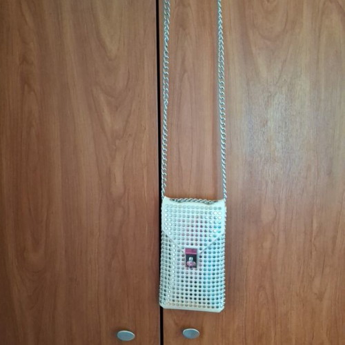 Stradivarius shoulder bag with studs like new, white silver