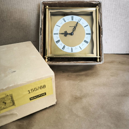 Vintage Mauthe Brass Mechanical Table Clock used