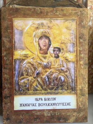 Panagia Voulkaniotissa handmade icon, dimensions 27x37, new