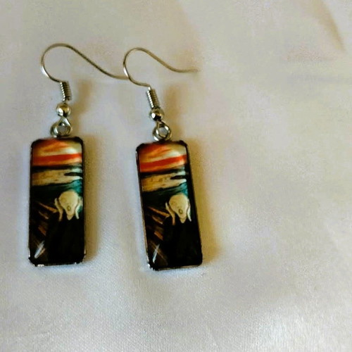 Earrings with The Scream artwork by Edvard Munch new, multicolored