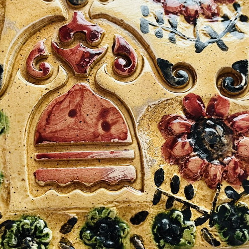 Vintage Ceramic Wall Plaque by Angeliki Tseva used, folk art