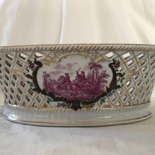 Royal Vienna porcelain basket used, hand-painted