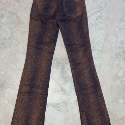 Peter Golding 078 Stretch Denim Flared Jeans like new, blue-gold