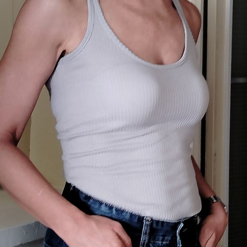 Massimo Dutti ribbed grey tank top XS
