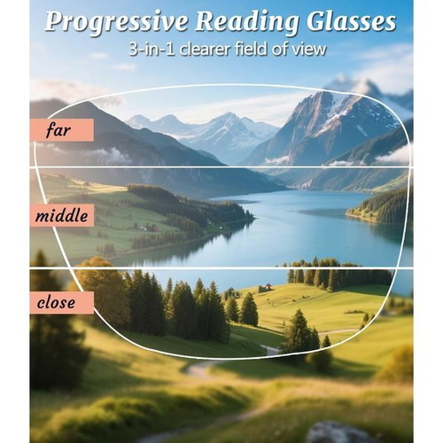 Hubeye TR90 progressive multifocal glasses with blue light filter +1.75