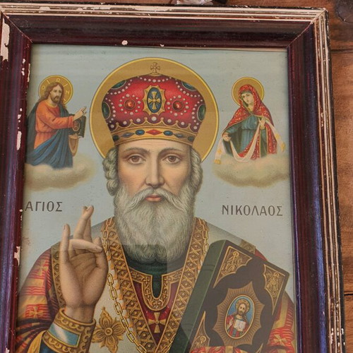 Saint Nicholas icon used, very old, 24×31 cm
