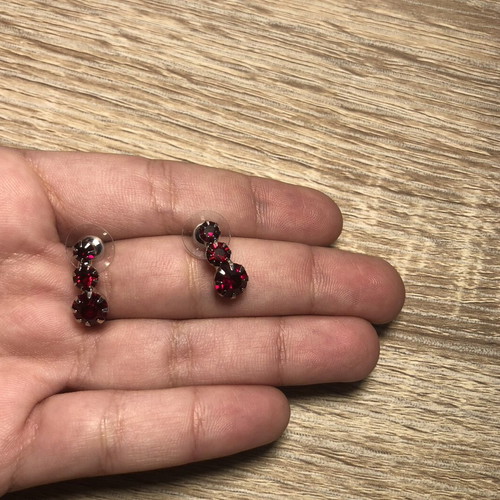 Fancy earrings new, red and silver